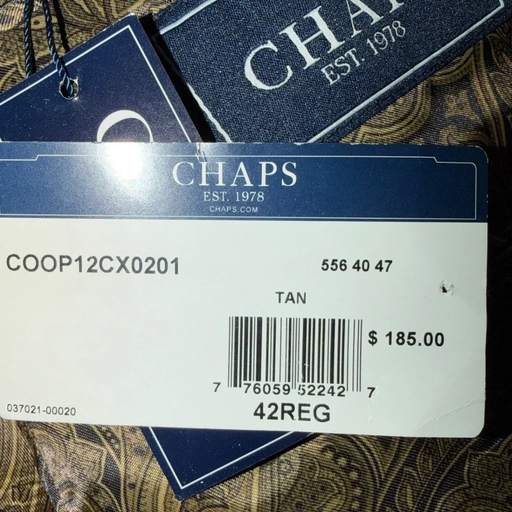 Chaps Mens Tan Corduroy Two Button Blazer Sport Coat‎ 42 Regular NWT